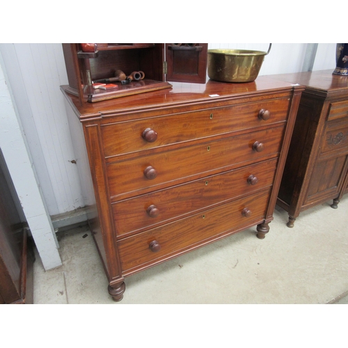 2111 - A 19th Century mahogany break front chest of four drawers, indent to one drawer, 101cm x 25.5cm