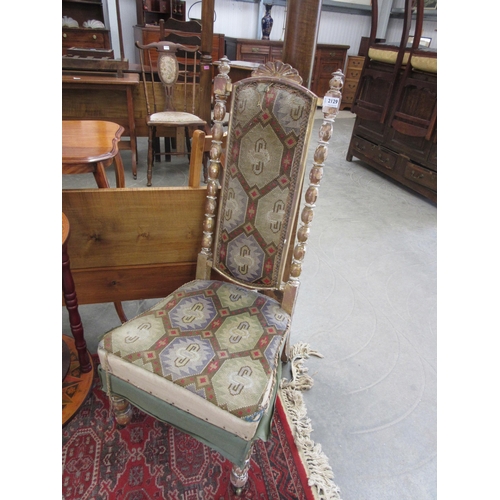 2129 - A Victorian gilt needlepoint chair