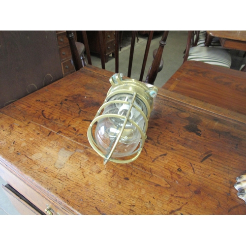 2159 - A pair brass bulk head lights