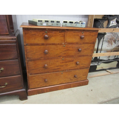 2188 - A flame mahogany two over three drawer chest