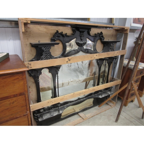 2192 - A large Gothic overmantel mirror in transport case, 147 x 144cm