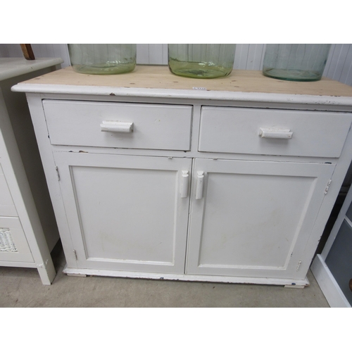 2239 - A painted pine two drawer two door kitchen unit