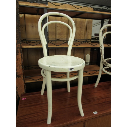 2274 - Two Thonet bentwood chairs, one a/f, one with original Thonet label and seat