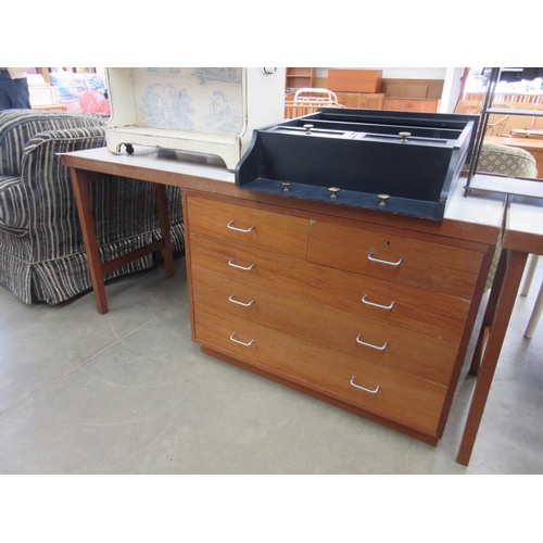 2283 - A mid Century Remploy dressing table with two over three chest of drawers to side and mirror inside ... 