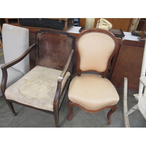 2294 - A bergere chair for re-upholstery and a nursing chair