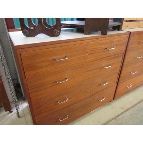 2319 - A Remploy mid Century two over three chest of drawers with mirror in drawer