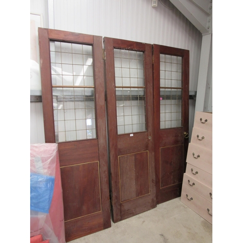 2329 - A set of three mahogany glazed room dividing doors 60 x 201cm