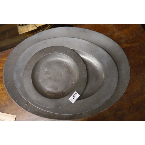 2089 - Three pewter plates