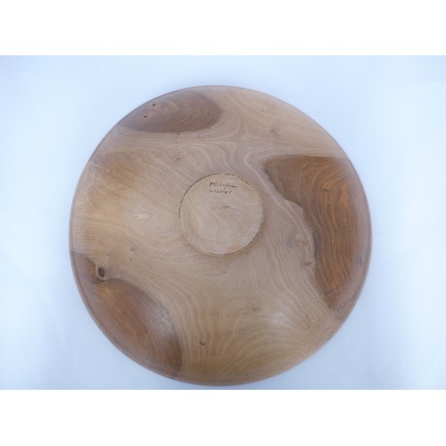 7119 - RICHARD CHAPMAN (b.1951) A turned Walnut pedestal bowl. Signed to base. 36.5cm diameter, 9.5cm high.... 