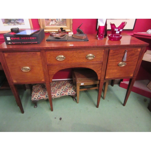 4057 - An Edwardian mahogany sideboard with satinwood crossbanding and line inlay, the two drawers and sing... 