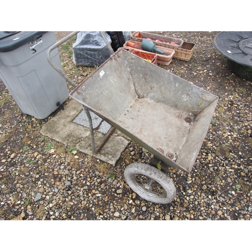 3527 - A galvanised twin wheeled barrow