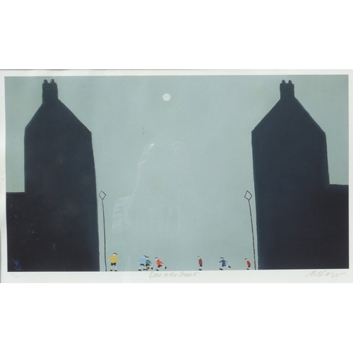 7576 - MACKENZIE THORP (b.1956) A framed and glazed limited edition print 'Game In The Street'. Pencil sign... 