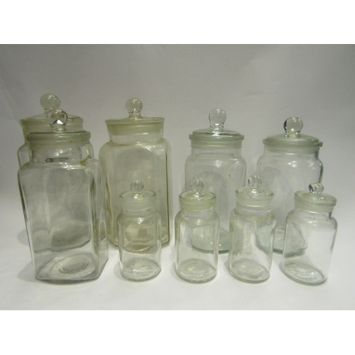 4471 - Nine glass sweet/apothecary jars with ground glass stoppers