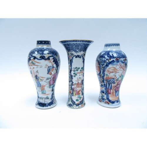 6259 - Three 19th Century Chinese small vases with handpainted figural scenes, one cracked or chipped, 14.5... 