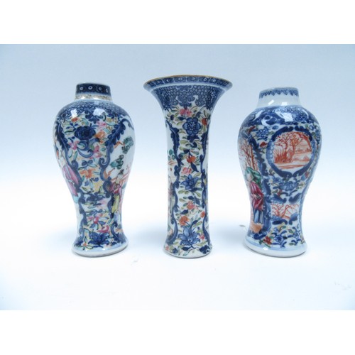 6259 - Three 19th Century Chinese small vases with handpainted figural scenes, one cracked or chipped, 14.5... 