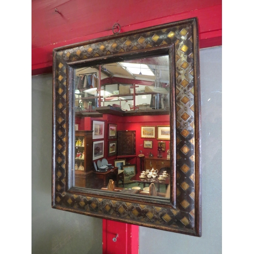 4016 - An Arts & Crafts framed wall mirror, 37cm x 32cm