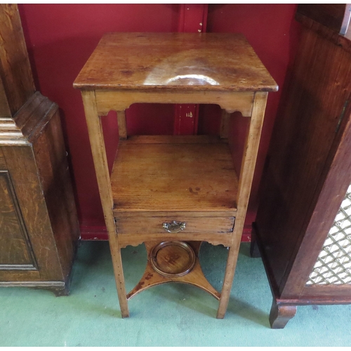 4020 - A 19th Century elm and fruitwood gentleman's three tier washstand with single drawer, 76cm tall x 34... 