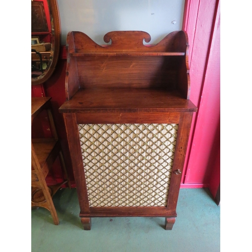 4021 - A Regency rosewood side cabinet the raised shelf back over a single door with brass lattice and plea... 