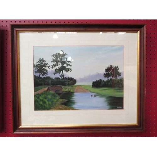 4030 - Two framed oil paintings, one of a stone bridge by S.Elliott, signed bottom left, 39.5cm x 55cm imag... 