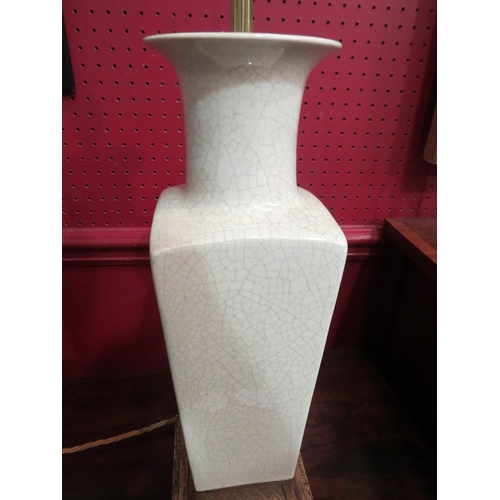 4052 - A celadon style vase shape table lamp on a decorative gilt base