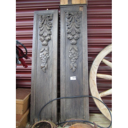 2064 - Two carved oak panels