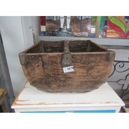 2078 - A 19th Century Chinese Paddy Field trug
 and a rustic wooden bowl