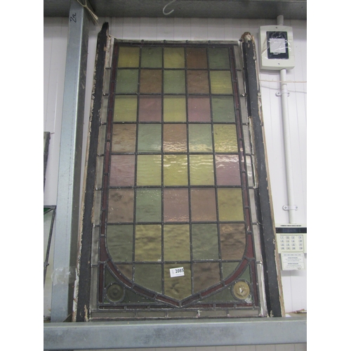 2085 - A Victorian Gothic lead glazed window panel frame a/f