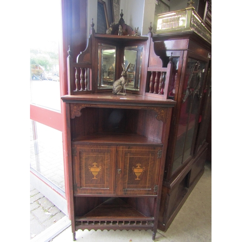 2094 - An Edwardian inlaid rosewood corner cupboard / drinks cabinet