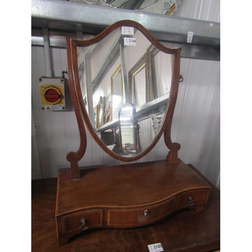 2106 - A 19th Century mahogany shield back table top mirror with serpentine base