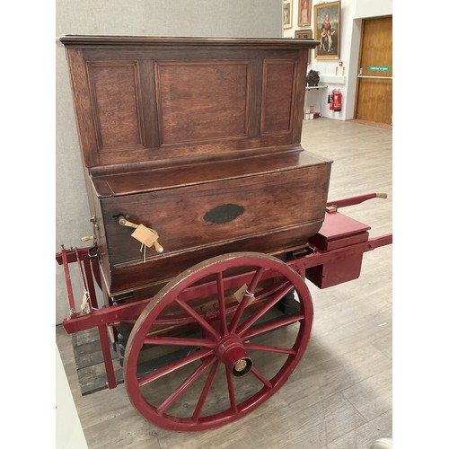 9032 - A circa 1900-1910 48 note hand wound barrel piano with cart and storage box, restored by Colin Willi... 