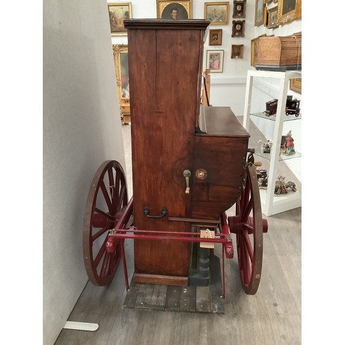 9032 - A circa 1900-1910 48 note hand wound barrel piano with cart and storage box, restored by Colin Willi... 