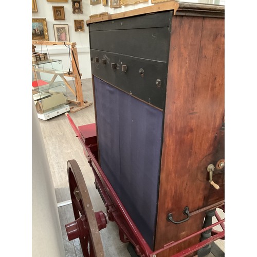 9032 - A circa 1900-1910 48 note hand wound barrel piano with cart and storage box, restored by Colin Willi... 