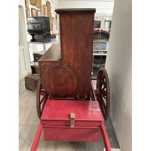 9032 - A circa 1900-1910 48 note hand wound barrel piano with cart and storage box, restored by Colin Willi... 