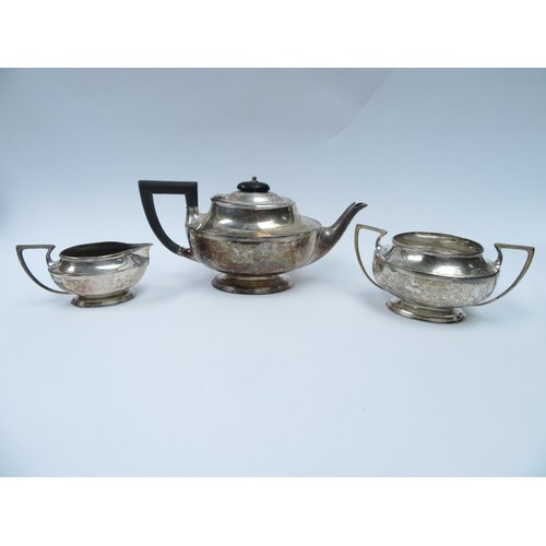 6384 - Retailed by Tiffany & Co London a silver three piece teaset produced by Sibray Hall & Co Ltd, London... 