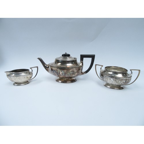 6384 - Retailed by Tiffany & Co London a silver three piece teaset produced by Sibray Hall & Co Ltd, London... 