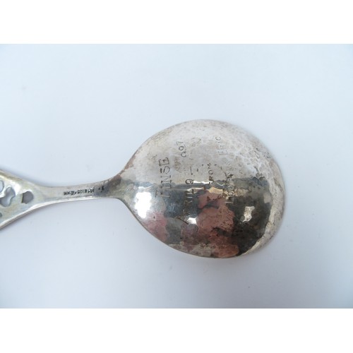 6347 - A Marius Hammer Norwegian solid silver christening spoon with scription to the back of the bowl, 16.... 