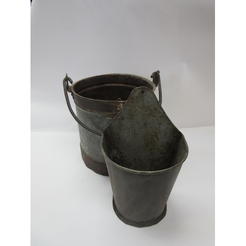 8131 - A metal bucket together with metal wall planter