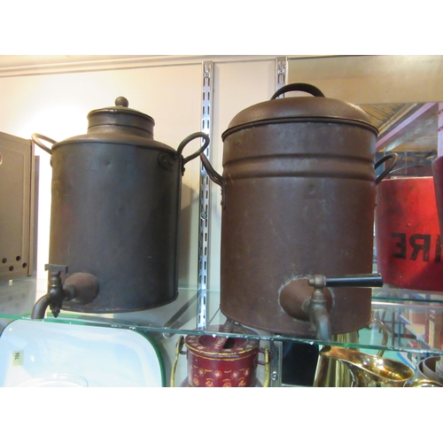 8143 - Two lidded cans with taps and lids