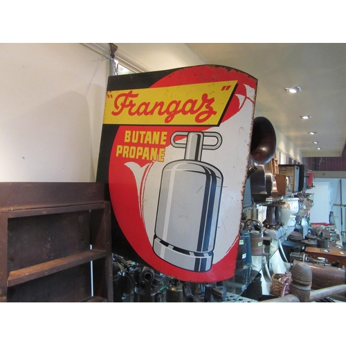 8150 - An enamel doubled sided Frangaz sign with flange, 45 x 50cm