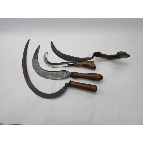 8161 - Two sickles, bagging hook and small curved knife