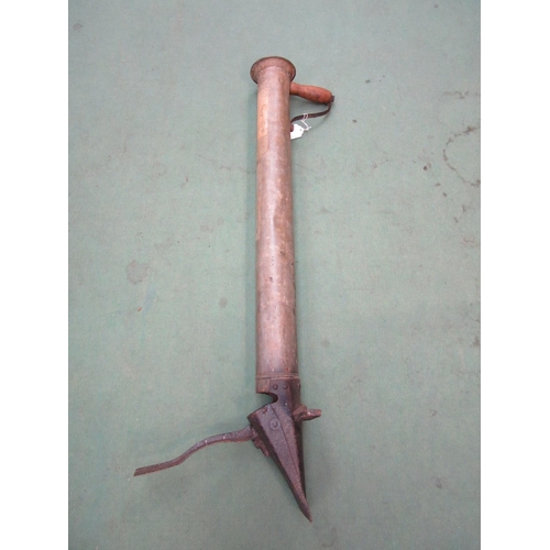 8165 - An early 1900s Eureka galvanised hand held foot operated potato planter