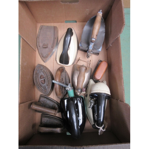 8295 - A box of mixed irons including gas, flat, electric etc