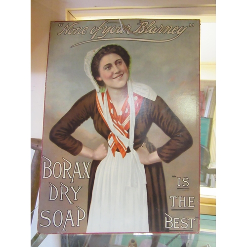 8372 - A good double sided Borax Dry Soap original Victorian advertising show card, 42.5 x 58.5cm