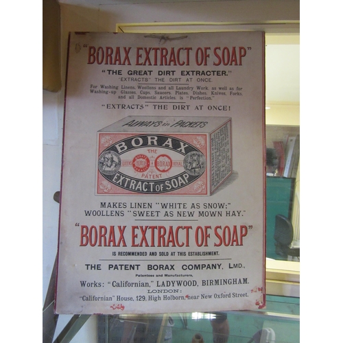 8372 - A good double sided Borax Dry Soap original Victorian advertising show card, 42.5 x 58.5cm