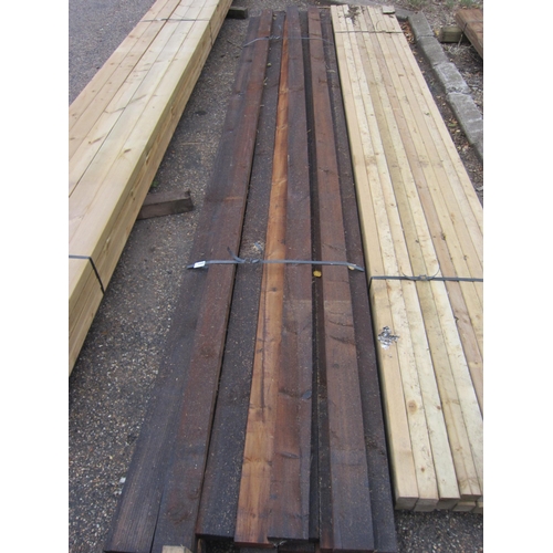 3449 - Seventeen 12' treated post and rail fencing rails