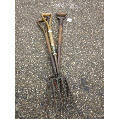 8004 - A Bulldog ladies fork and two digging forks (Elwell no 3857 and one other)