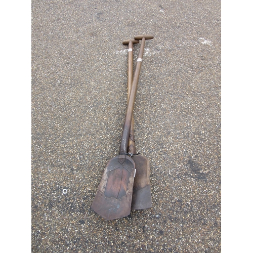 8010 - Two metal tipped wooden drainage spades