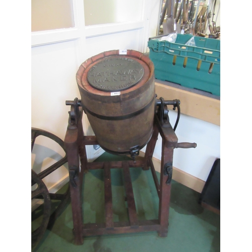 8019 - A Hathaway barrel butter churn on stand