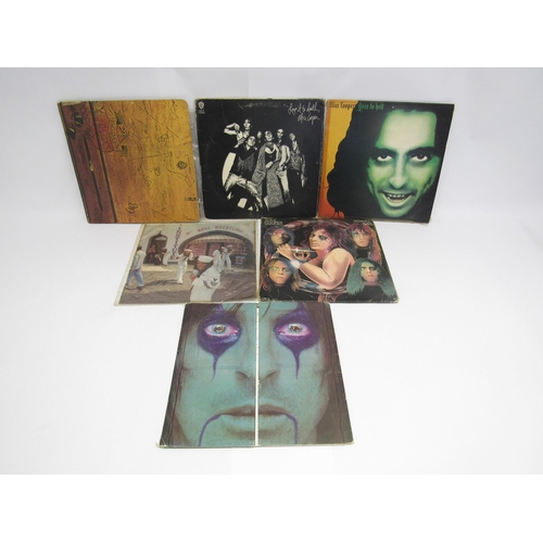 7050 - ALICE COOPER: A group of six LPs to include 'Schools Out' with panties (K 56007), 'Love It To Death'... 