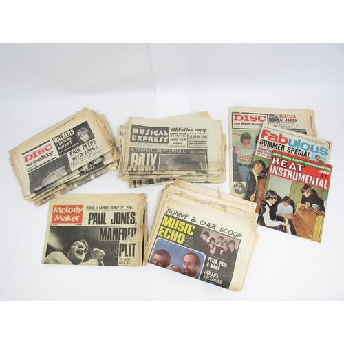 7266 - A collection of weekly music papers and magazines 1965-1966, comprising NME (x14) to include #'s 962... 